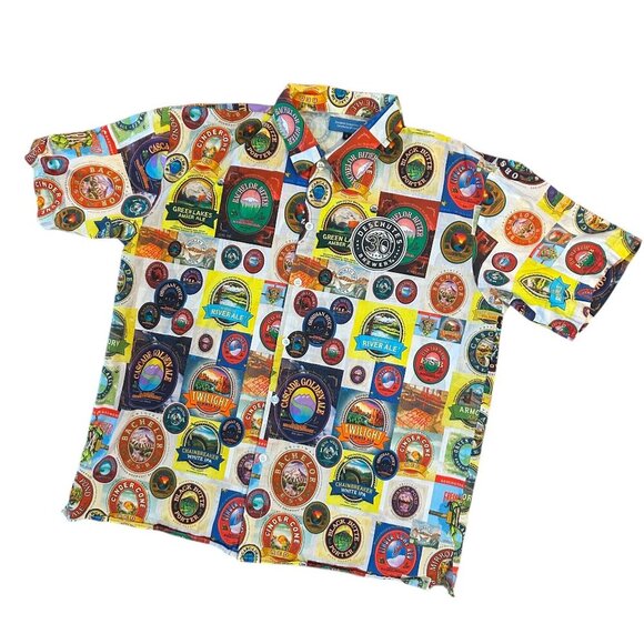Deschutes Brewery Beer Label IPA Beer Button Down Shirt Size Large Oregon Brew - Picture 1 of 12